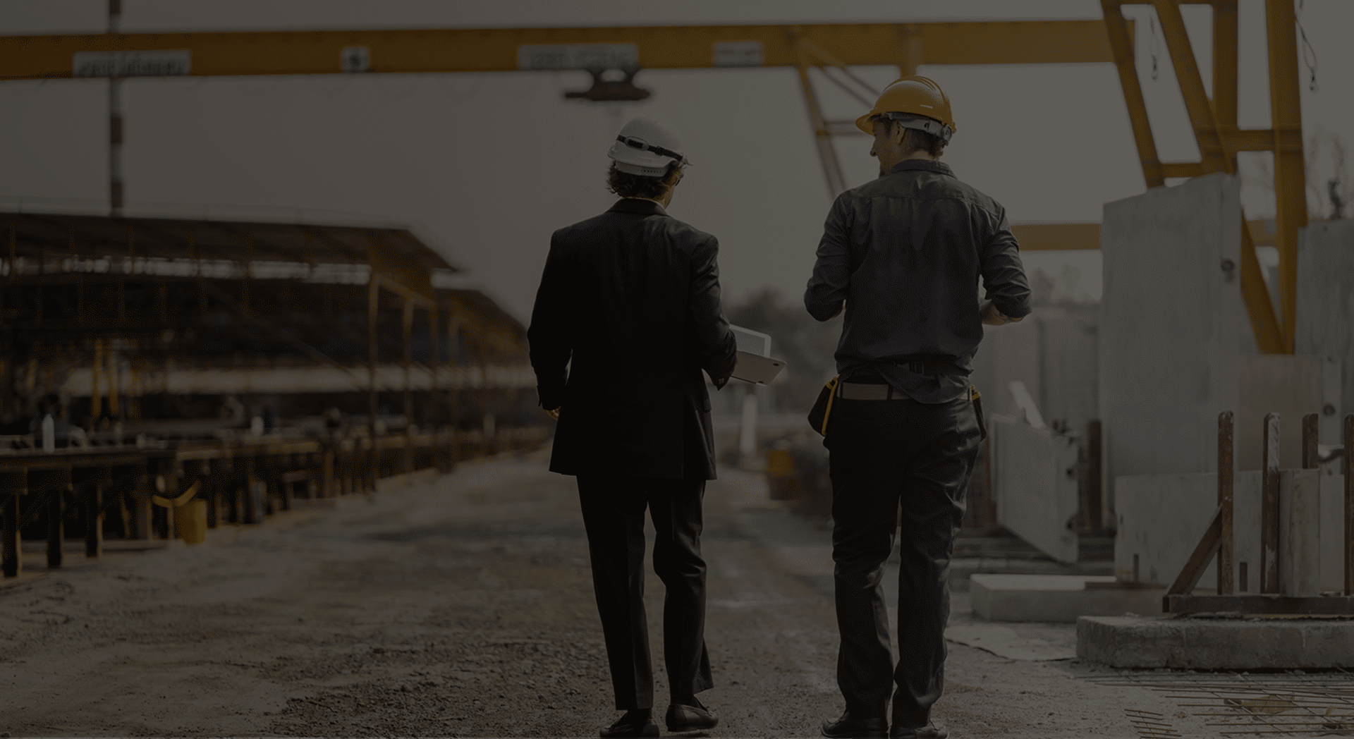 Two construction professionals walking a job site – commercial insurance built around your business | CRS Group Nebraska
